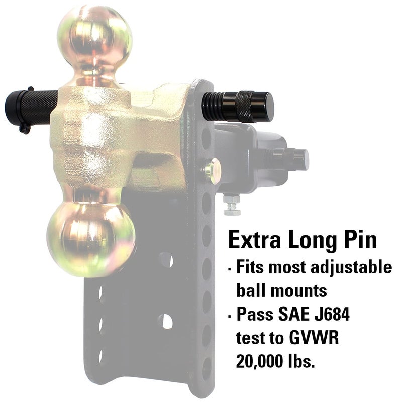 TowWorks 79830 Keyed Alike 5/8"" Trailer Hitch Lock with Extra Long 4-1/2"" Span  Double Safety Tow Hitch Locking Pin for 3"" Receivers and Adjustable Channel Mounts - Image 3